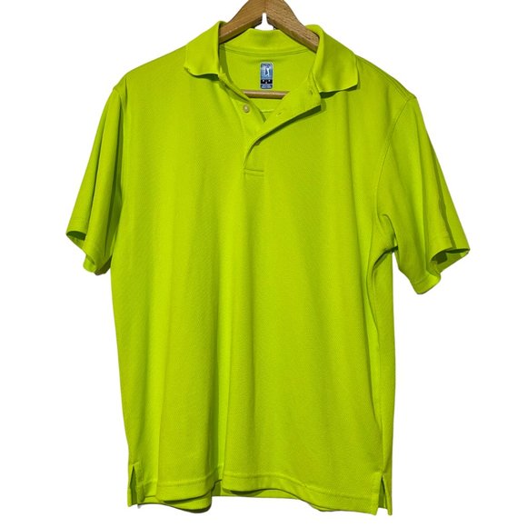 PGA Tour Solid Mesh Polo Highlighter - Picture 1 of 5